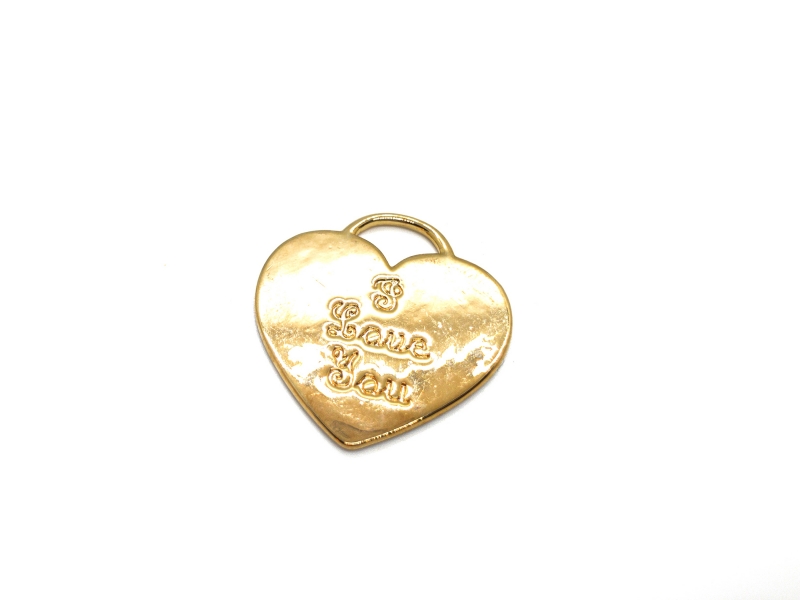 Подвеска сердце крупное с надписью &quotI love You" цвет золото размер 30*28мм Золотой